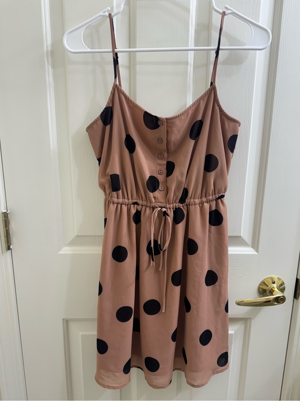 Polka Dot Spaghetti Strap Dress in Brown and Black